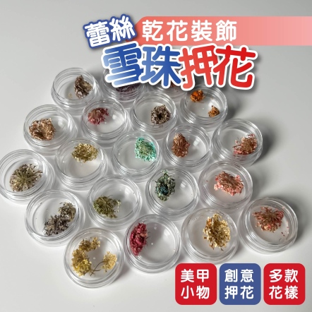 美甲蕾絲雪珠押花乾花裝飾